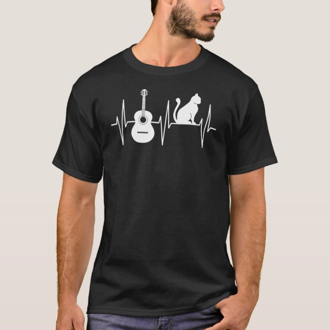 Gitarre Cat Lover Musician Gitarrist Gitarre Playe T-Shirt (Vorderseite)