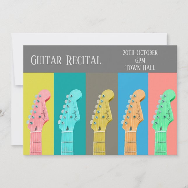 Gitarre Erwägungsgrund moderne pastellfarbene stil Einladung (Vorderseite)