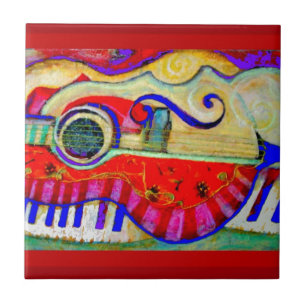 Gitarre extrahierte Kunst durch Sharles Fliese
