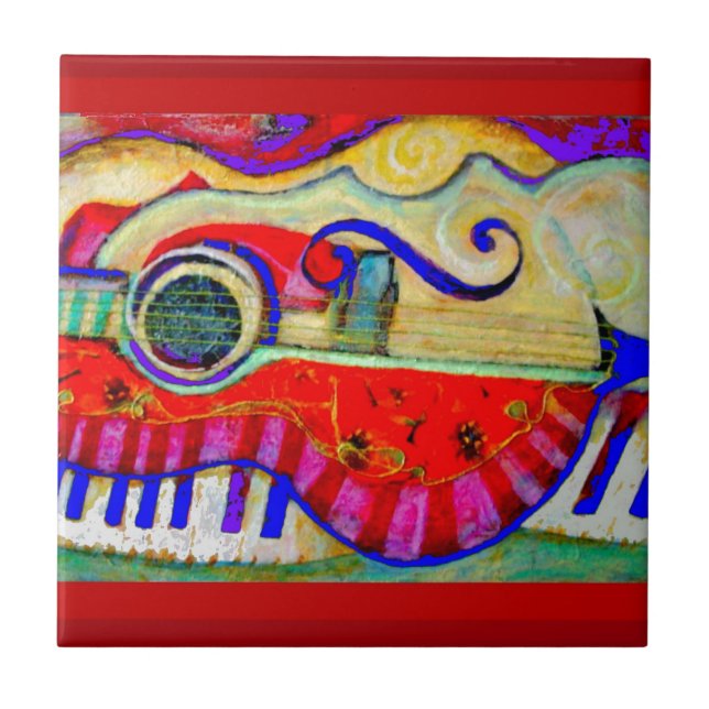 Gitarre extrahierte Kunst durch Sharles Fliese (Vorderseite)