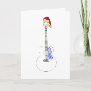 Gitarre Frohe Weihnachten Minimalistische Zeichnun Karte