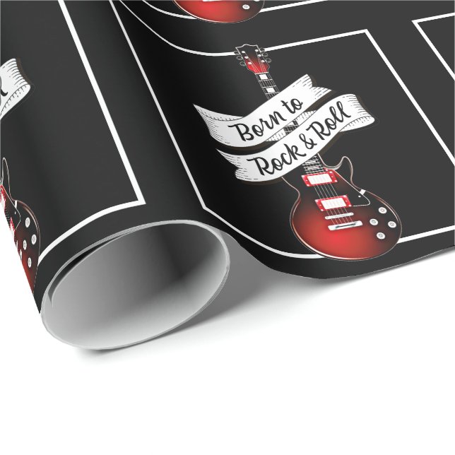 Gitarre Geboren zu Rock & Roll Musician Gift Geschenkpapier (Rolleneckpunkt)