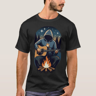 Gitarre gekreuzt mit Streichholzflamme / Camp-T-Sh T-Shirt