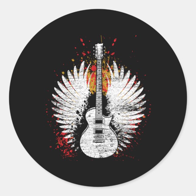 Gitarre-Gitarre Black Small Runder Aufkleber (Vorderseite)