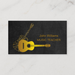 Gitarre Gold Music Teacher DJ Musician Geometric Visitenkarte