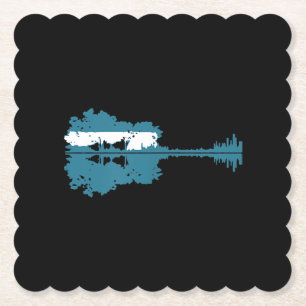 Gitarre Guitar Lake Shadow Liebe Gitarre Musiker Untersetzer