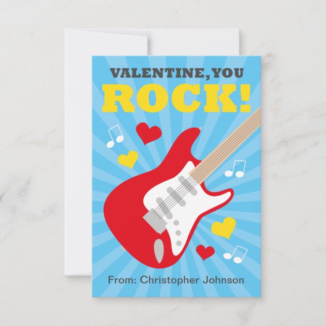 Gitarre im Klassenzimmer Valentine Karten für Kind (Vorderseite)