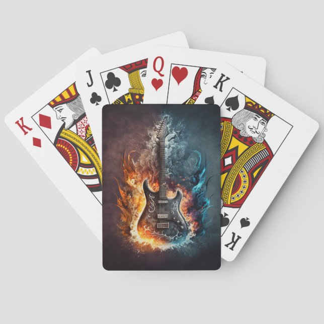 Gitarre in Flammenspielkarten Spielkarten (Rückseite)