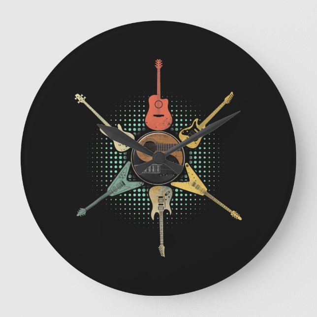 Gitarre Lover| Retro Style | Geschenk für Gitarris Große Wanduhr (Vorderseite)
