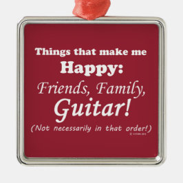 Gitarre macht mich glücklich silbernes ornament