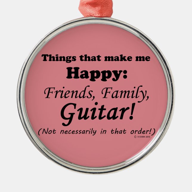 Gitarre macht mich glücklich silbernes ornament (Vorne)
