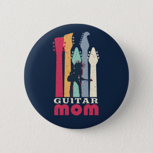 Gitarre Mama Cool Vintage Retro-Gitarrist Mutter Button