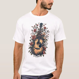 Gitarre mit blühender Rose T-Shirt