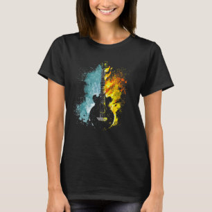 Gitarre mit Feuer- und Wasserelementen bespritzt G T-Shirt