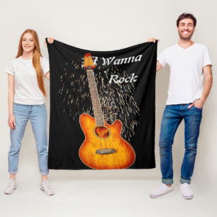 Gitarre mit Feuerwerk rocken, Fleecedecke