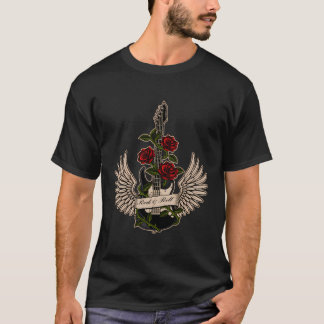 Gitarre mit Flügeln Rose und Weinberge Musik Lover T-Shirt