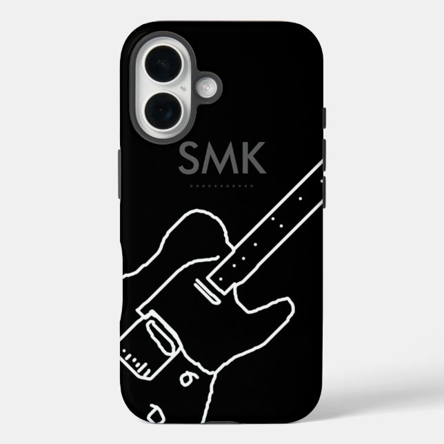 Gitarre mit Name Black iPhone 16 Hülle (Rückseite)