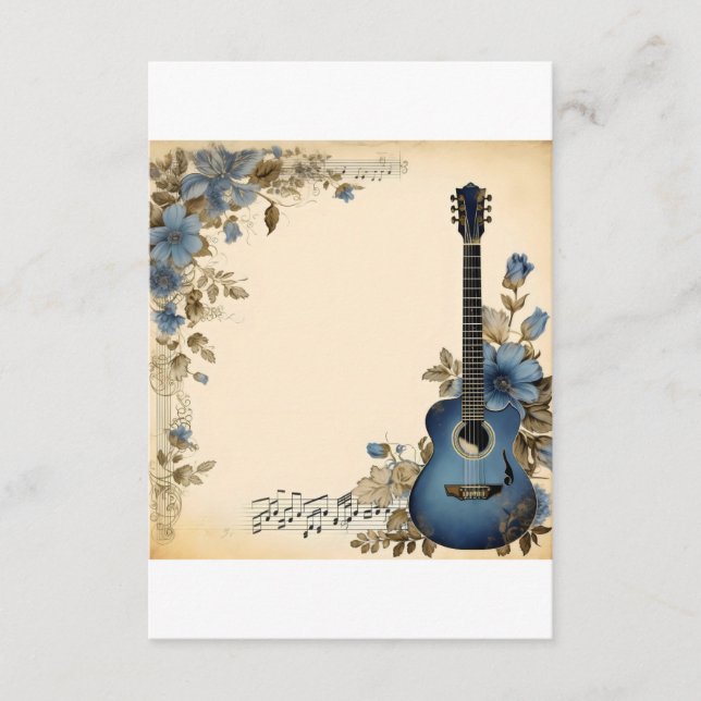 Gitarre-Musiknoten-Blume Begleitkarte (Vorderseite)