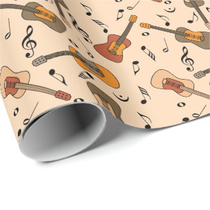 Gitarre Musiknoten Muster Geschenkpapier