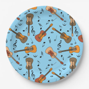 Gitarre Musiknoten Muster Pappteller