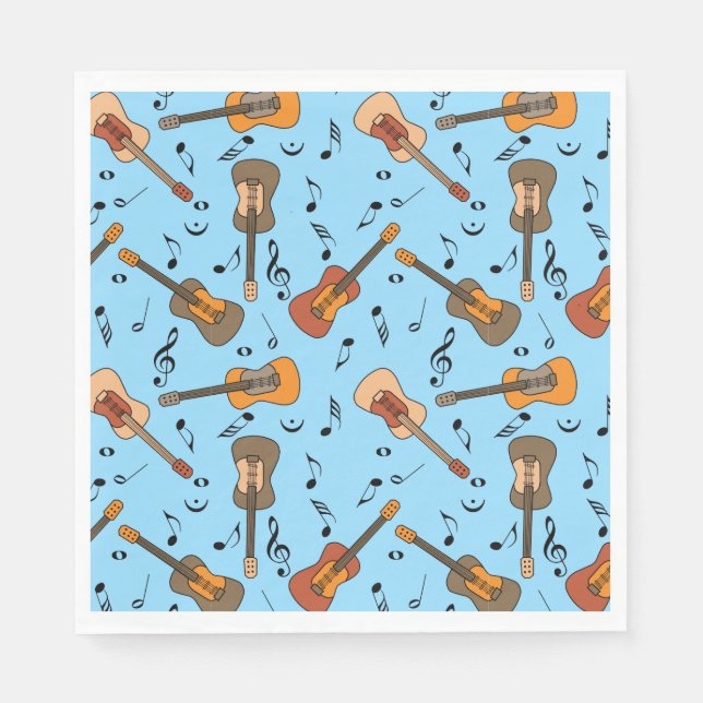 Gitarre Musiknoten Muster Serviette (Vorderseite)