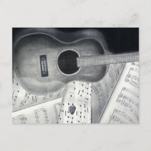 Gitarre & Notenpostkarte Postkarte