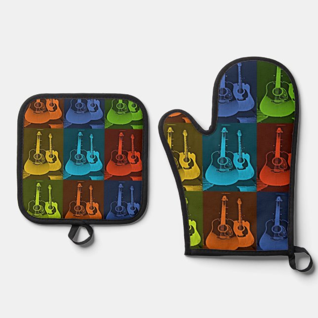 Gitarre Ofenhandschuh & Topflappen-Set (Vorderseite)