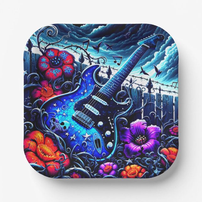 Gitarre Pappteller (Vorderseite)