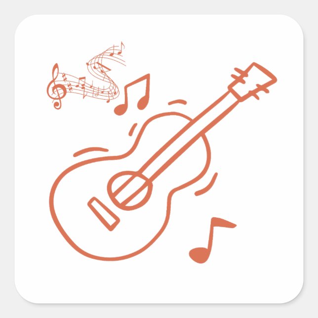 Gitarre Quadratischer Aufkleber (Vorderseite)