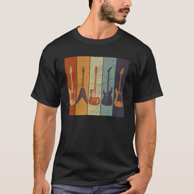 Gitarre Retro Style T-Shirt für Gitarrist Gitarre (Vorderseite)
