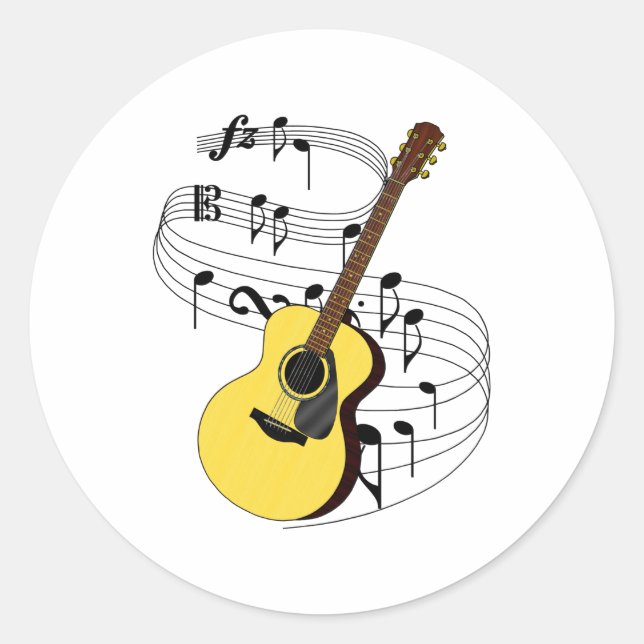 Gitarre Runder Aufkleber (Vorderseite)