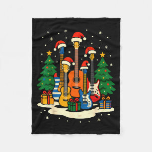 Gitarre Santa Hut Weihnachtsbaum Licht Lustige Mus Fleecedecke