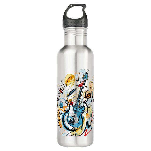 Gitarre schaukelt Wasser-Flasche Edelstahlflasche (Vorderseite)