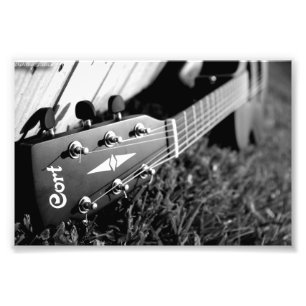 Gitarre schwarz und weiß fotodruck