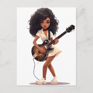 Gitarre schwarze Mädchen Magie Melanin braune Haut Postkarte