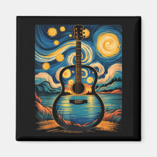 Gitarre See Sternennacht Musik Gitarrist Van Gogh Magnet