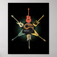Gitarre Shirt. Retro-Stil, Geschenk für Gitarrist