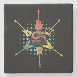Gitarre Shirt. Retro-Stil, Geschenk für Gitarrist Steinuntersetzer