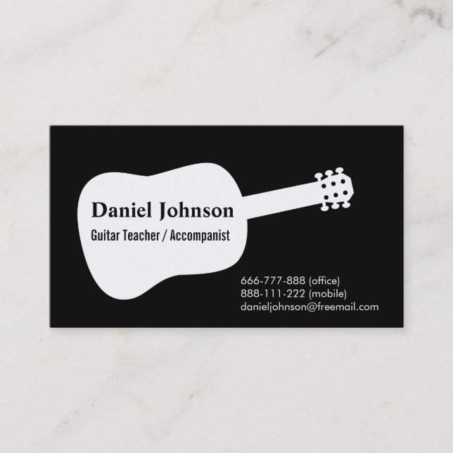 Gitarre Silhouette Musician Business Cards Visitenkarte (Vorderseite)