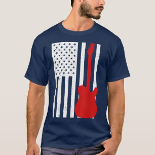 Gitarre Silhouette USA Flag Funny Retro Gitarrensp T-Shirt
