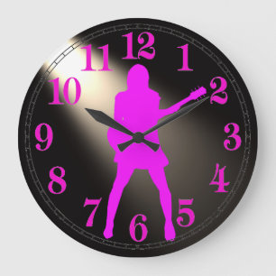 Gitarre Siluhette für runde (große) Wall-Uhr Große Wanduhr