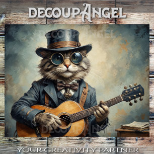 Gitarre spielen - Decoupage- Seidenpapier