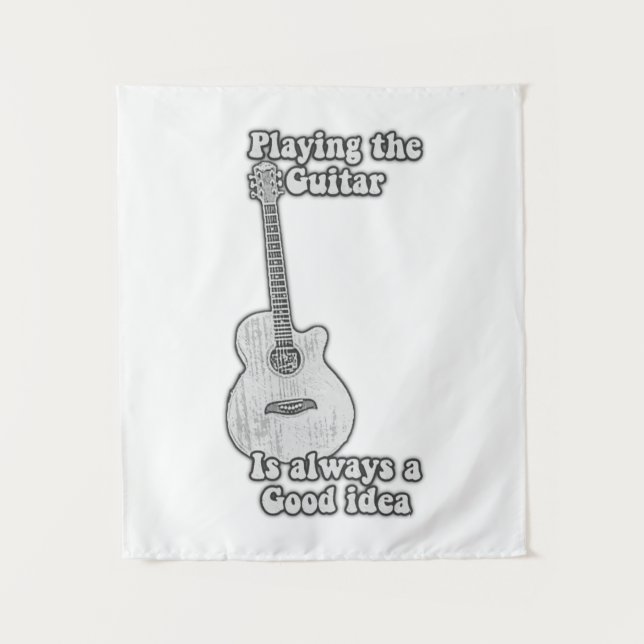 Gitarre spielen ist immer eine gute Idee. B & W Wandteppich (Vorderseite)