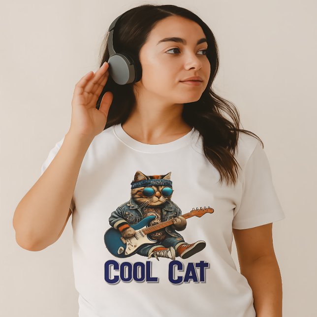 Gitarre spielen Katze - Coole Kitty Vibes T-Shirt (Von Creator hochgeladen)