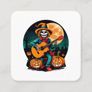 Gitarre spielen und feiern halloween quadratische visitenkarte