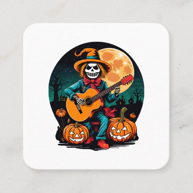 Gitarre spielen und feiern halloween quadratische visitenkarte (Vorderseite)