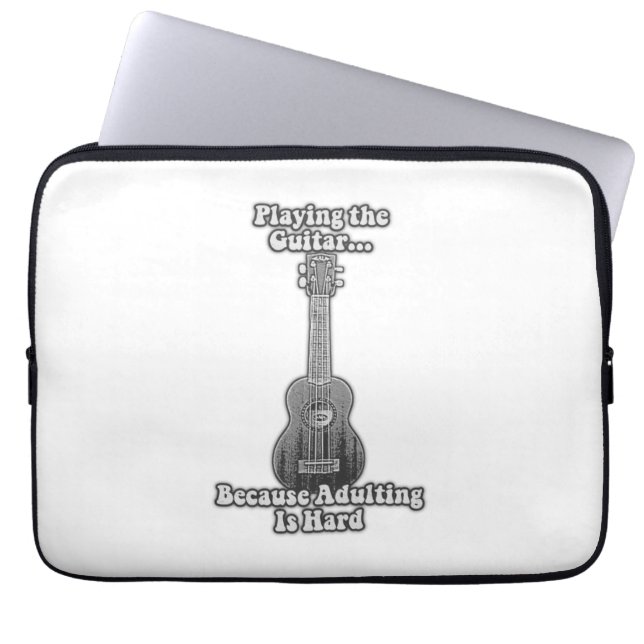 Gitarre spielen, weil Ehebruch schwer ist. B & W Laptopschutzhülle (Vorderseite)