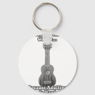 Gitarre spielen, weil Ehebruch schwer ist. B & W Schlüsselanhänger