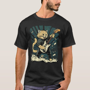 Gitarre spielende Katze Gitarrist Kitten Süße Katz T-Shirt