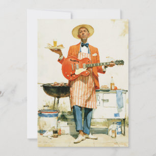 Gitarre spielender Hinterhof-Barbecue Blues-Musike Einladung